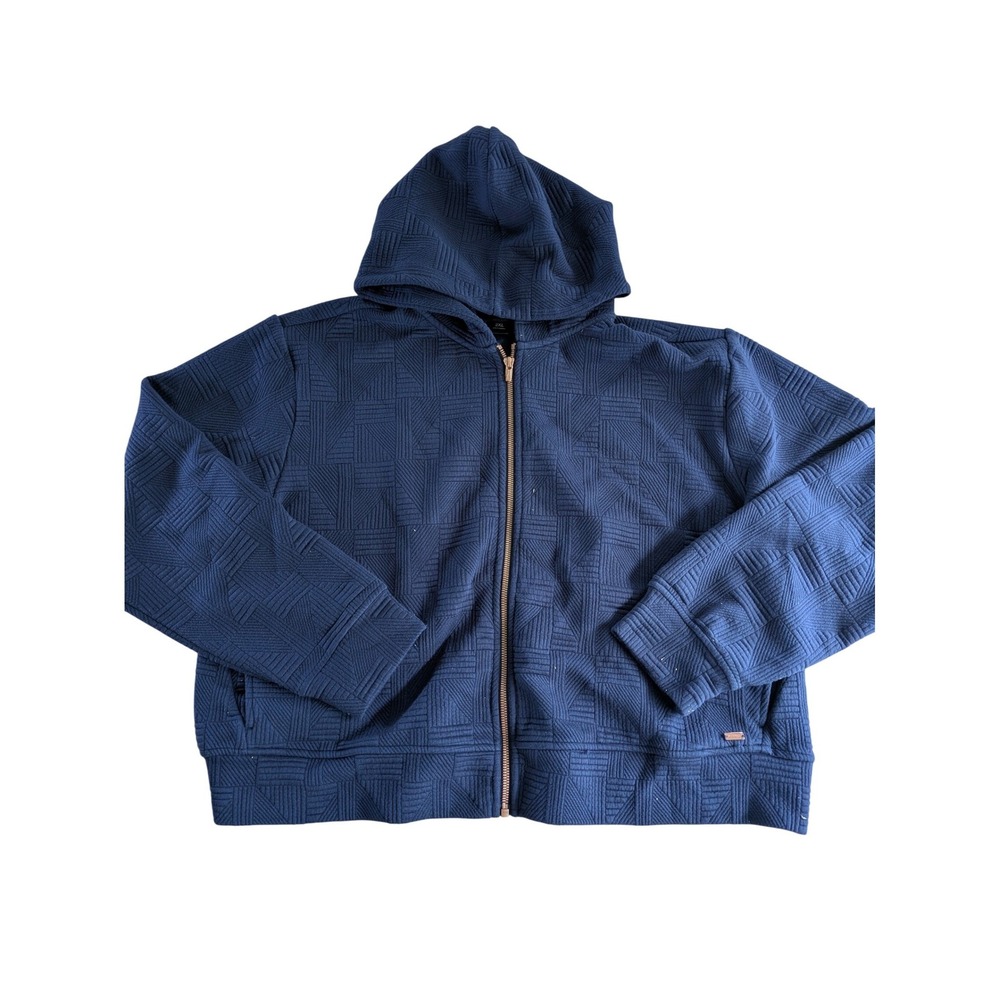 Skechers Womens Navy Blue Geometric Textured Full Zip Hoodie Sweatshirt 2XL